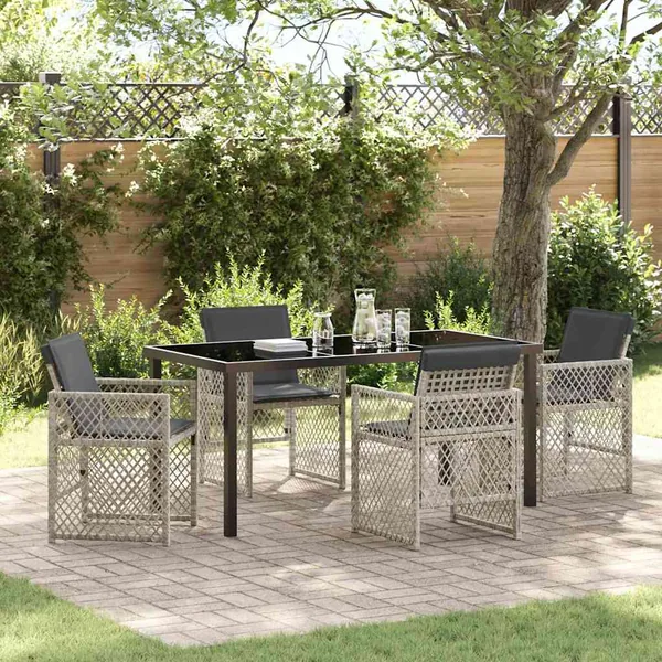 Ensemble de salle à manger pour jardin 5 pcs Gris clair
