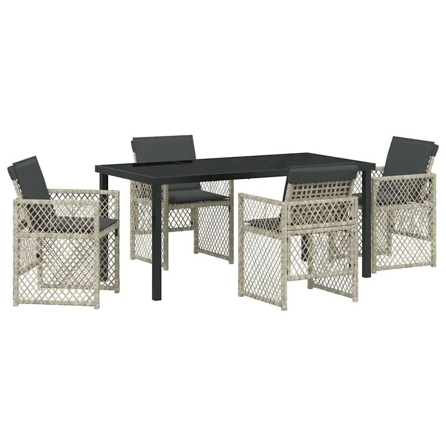 Ensemble de salle à manger pour jardin 5 pcs Gris clair - 2