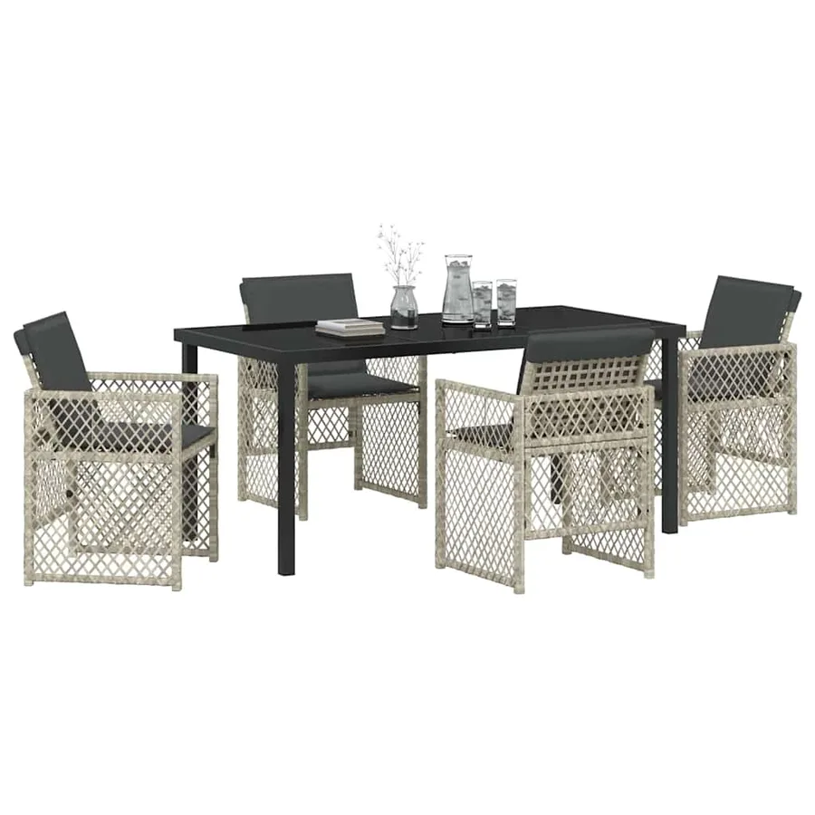 Ensemble de salle à manger pour jardin 5 pcs Gris clair - 3