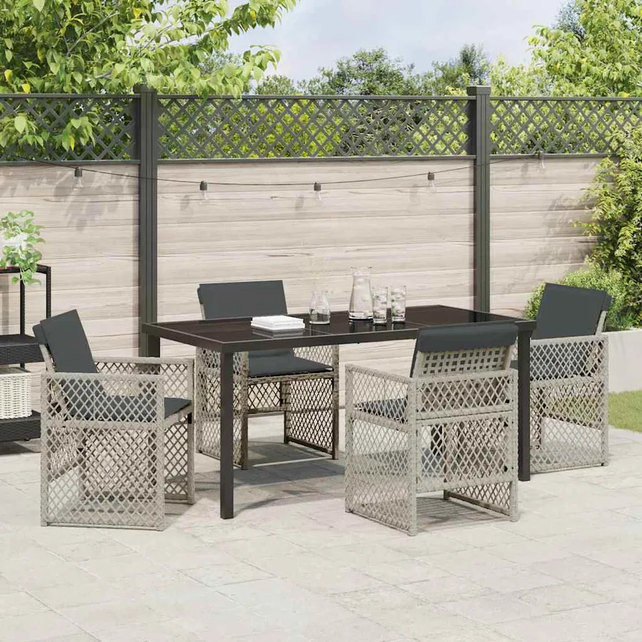 Ensemble de salle à manger pour jardin 5 pcs Gris clair - 4