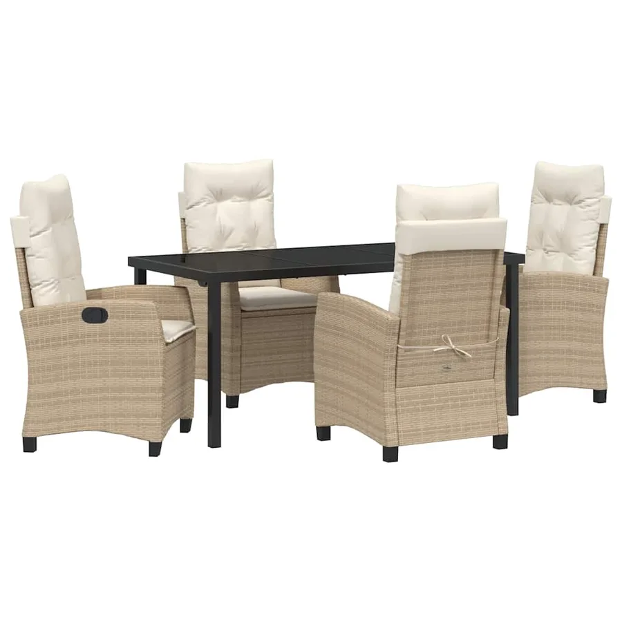 Ensemble de salle à manger pour jardin 5 pcs Beige polyrotin - 2
