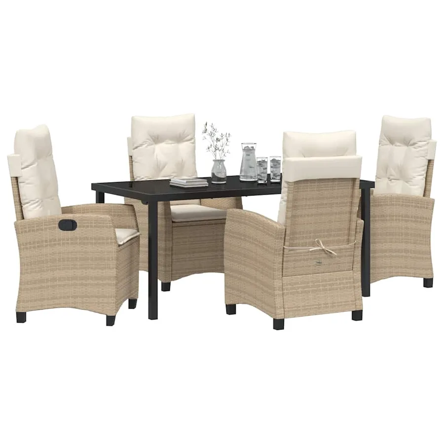 Ensemble de salle à manger pour jardin 5 pcs Beige polyrotin - 3