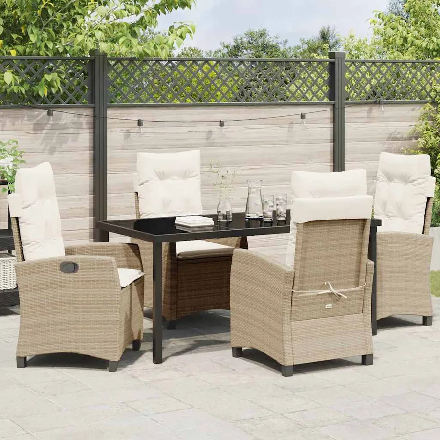Ensemble de salle à manger pour jardin 5 pcs Beige polyrotin - 4