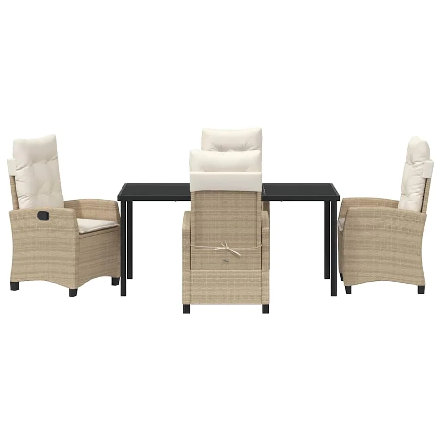 Ensemble de salle à manger pour jardin 5 pcs Beige polyrotin - 7