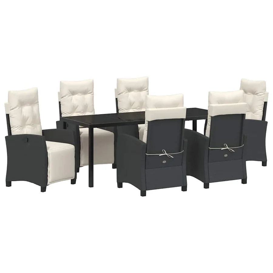 Ensemble de salle à manger pour jardin 7 pcs Noir polyrotin - 2