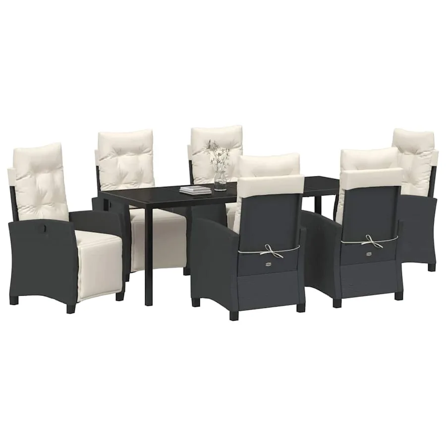 Ensemble de salle à manger pour jardin 7 pcs Noir polyrotin - 3