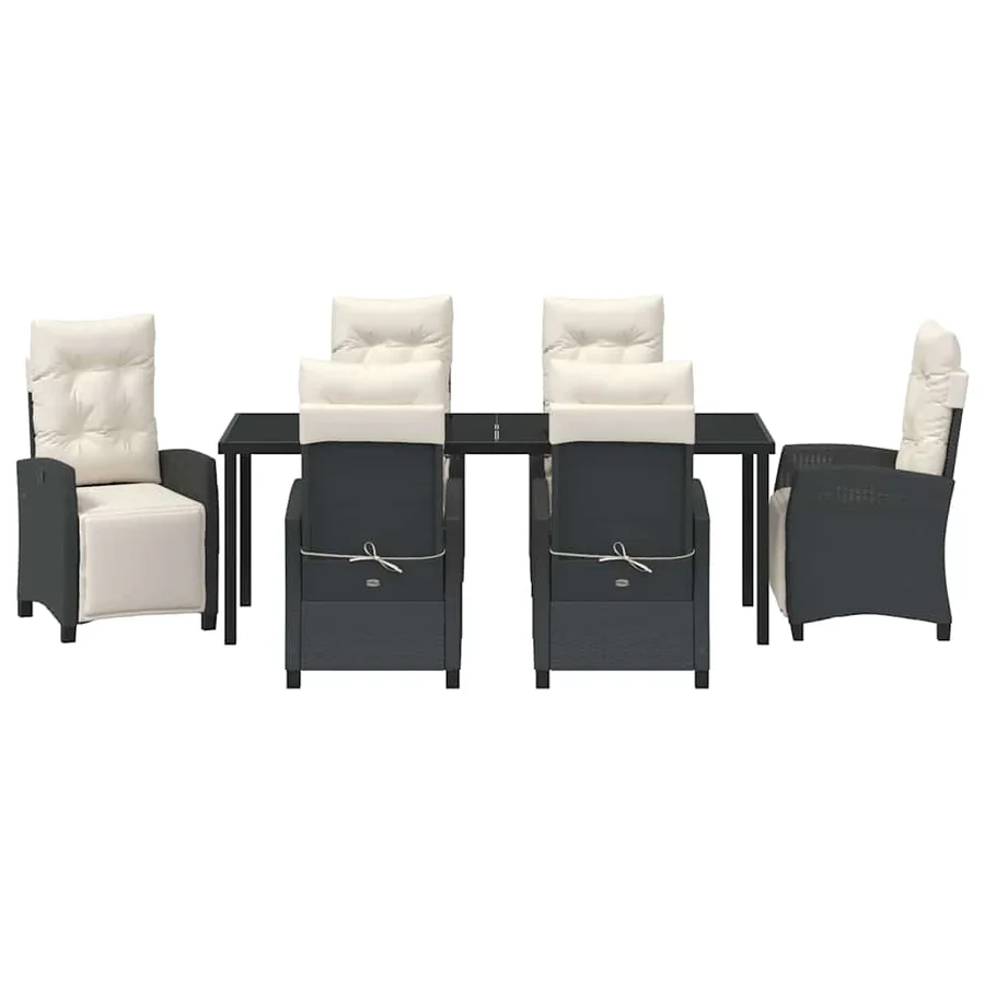 Ensemble de salle à manger pour jardin 7 pcs Noir polyrotin - 7
