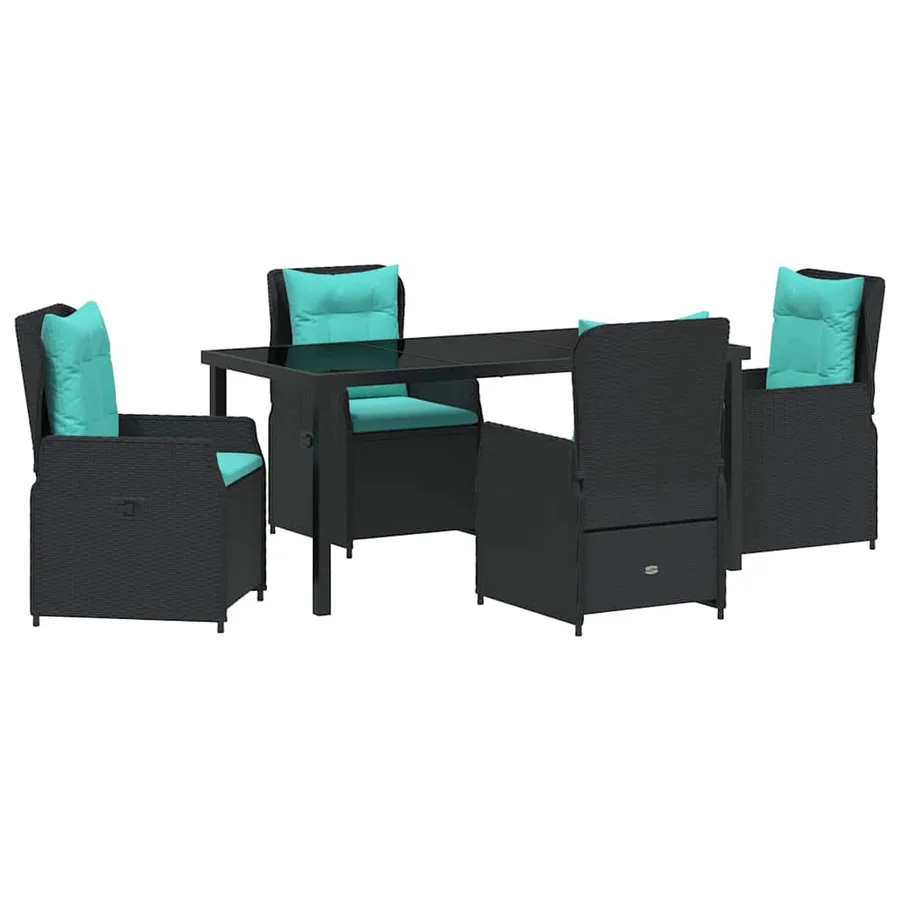 Ensemble de salle à manger pour jardin 5 pcs Noir Poly rotin - 2