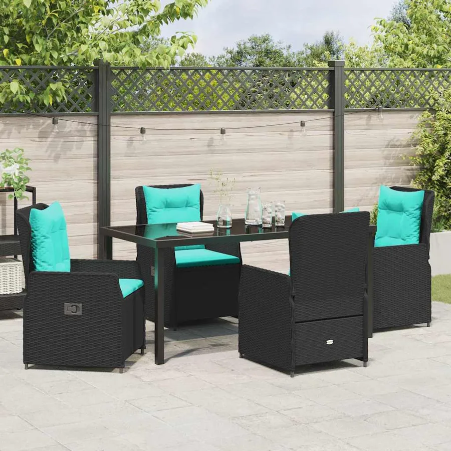Ensemble de salle à manger pour jardin 5 pcs Noir Poly rotin - 4