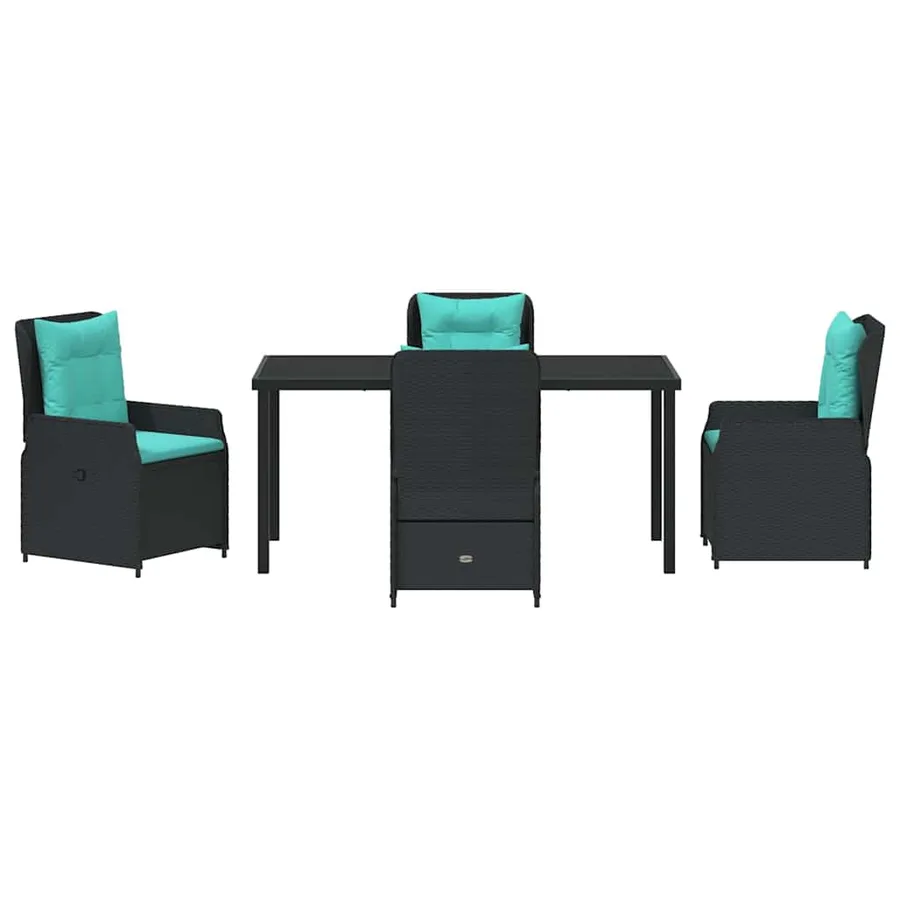 Ensemble de salle à manger pour jardin 5 pcs Noir Poly rotin - 7