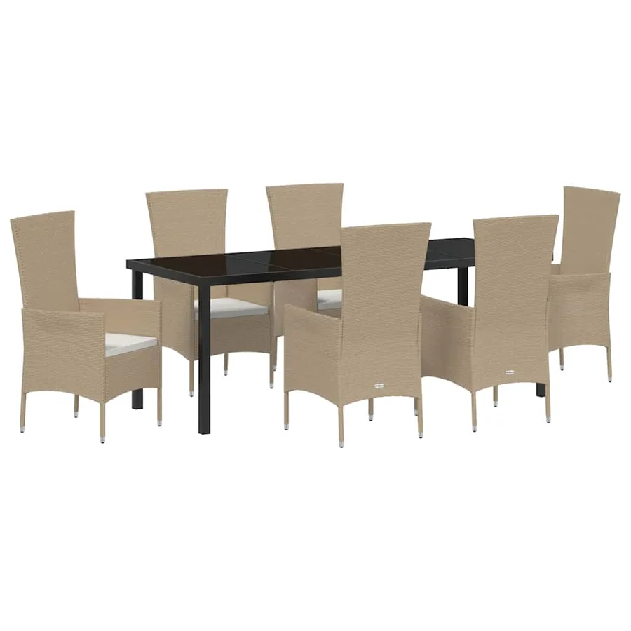 Ensemble de salle à manger pour jardin 7 pcs Beige polyrotin - 2