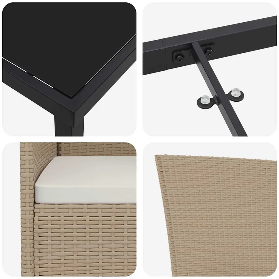 Ensemble de salle à manger pour jardin 7 pcs Beige polyrotin - 9