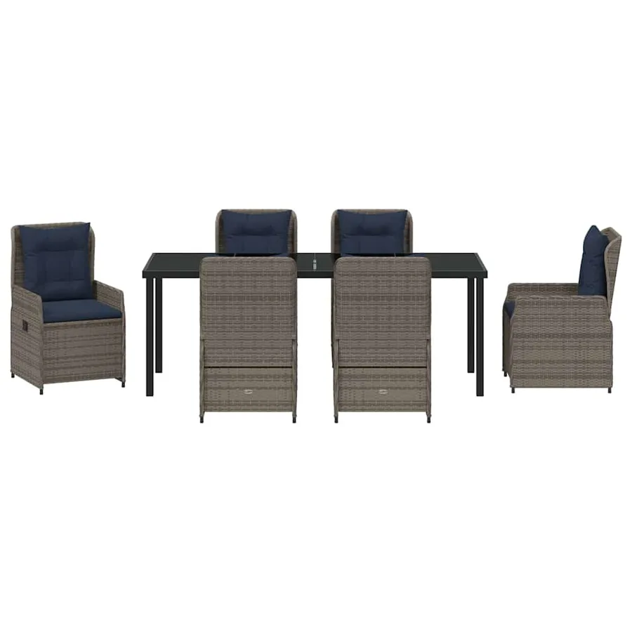 Ensemble de salle à manger pour jardin 7 pcs Gris Poly rotin - 7