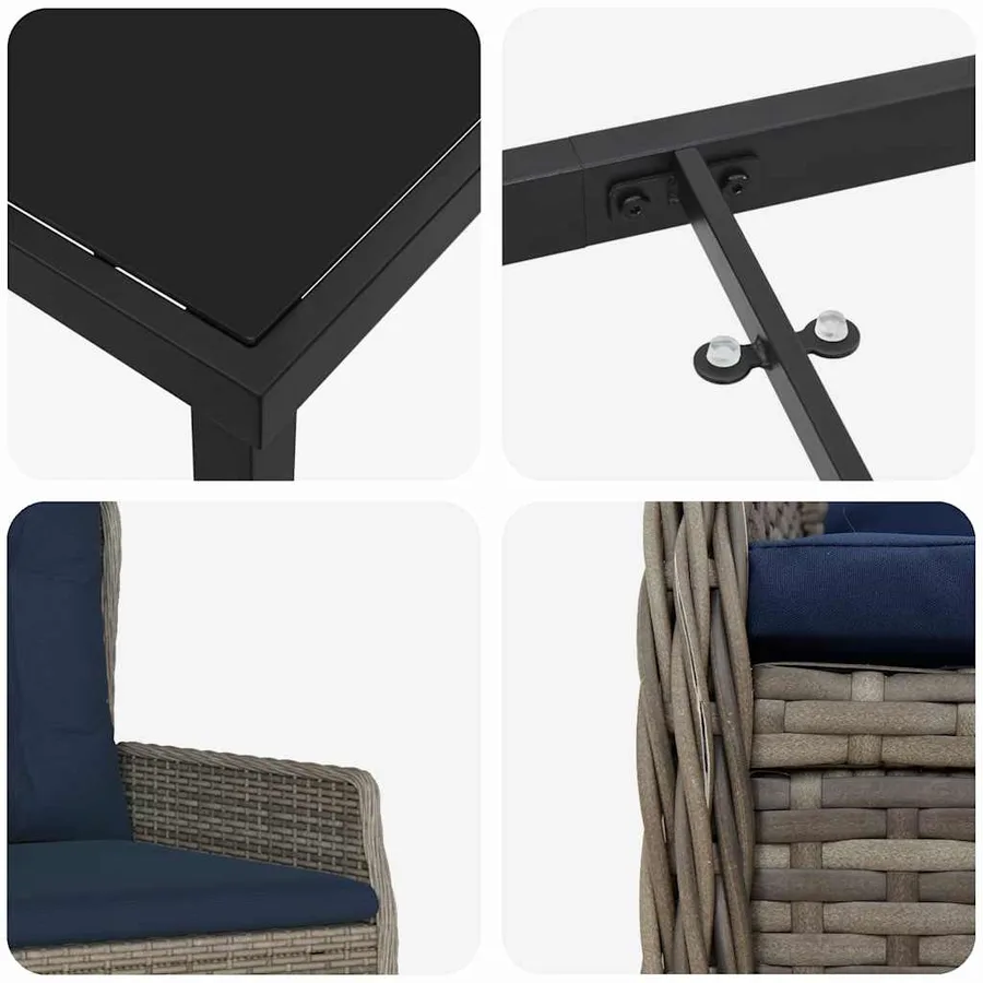 Ensemble de salle à manger pour jardin 7 pcs Gris Poly rotin - 9