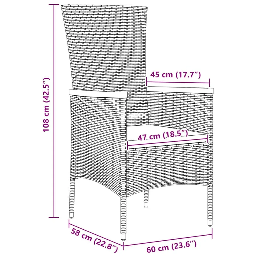 Ensemble de salle à manger pour jardin avec coussin 7 pcs Gris - 10