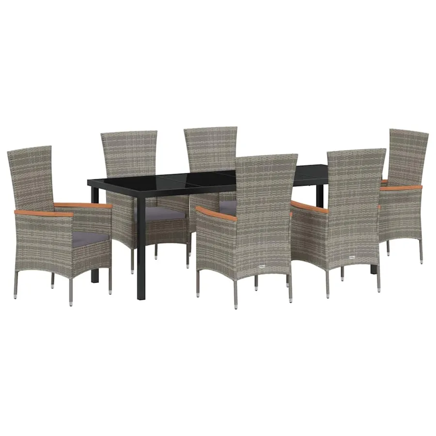 Ensemble de salle à manger pour jardin avec coussin 7 pcs Gris - 2