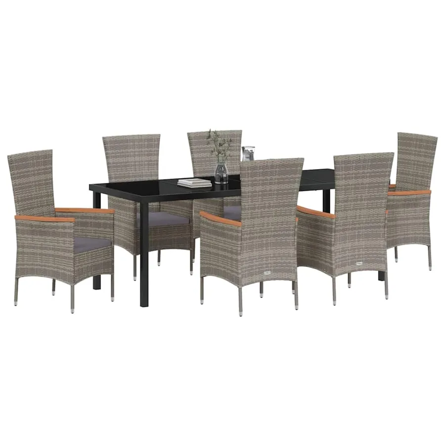 Ensemble de salle à manger pour jardin avec coussin 7 pcs Gris - 3
