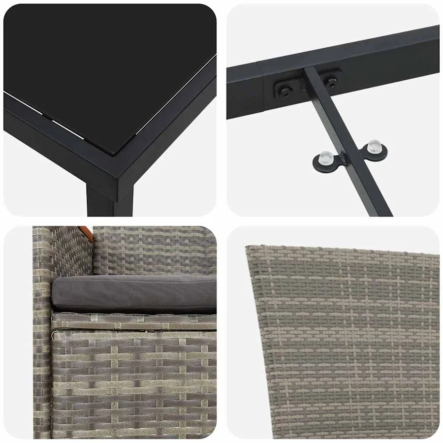 Ensemble de salle à manger pour jardin avec coussin 7 pcs Gris - 9