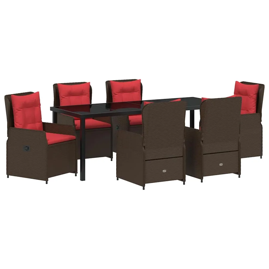 Ensemble de salle à manger pour jardin 7 pcs Marron Poly rotin - 2
