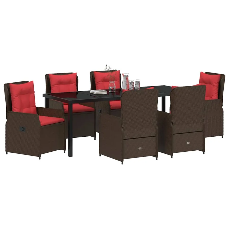Ensemble de salle à manger pour jardin 7 pcs Marron Poly rotin - 3