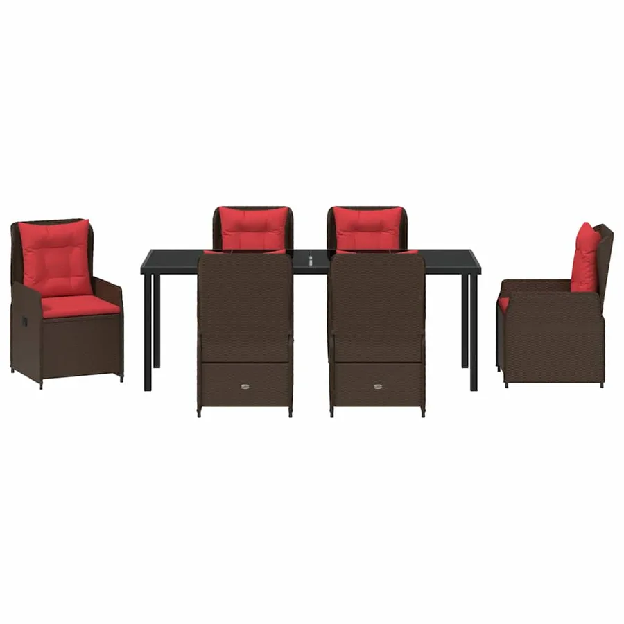 Ensemble de salle à manger pour jardin 7 pcs Marron Poly rotin - 7