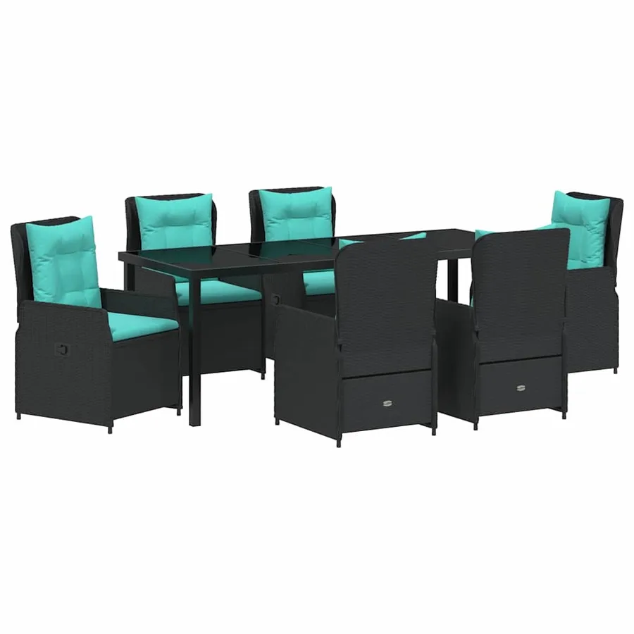 Ensemble de salle à manger pour jardin 7 pcs Noir Poly rotin - 2