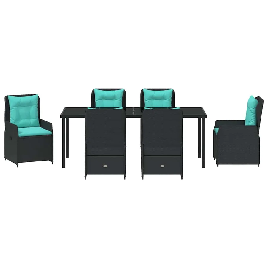 Ensemble de salle à manger pour jardin 7 pcs Noir Poly rotin - 7