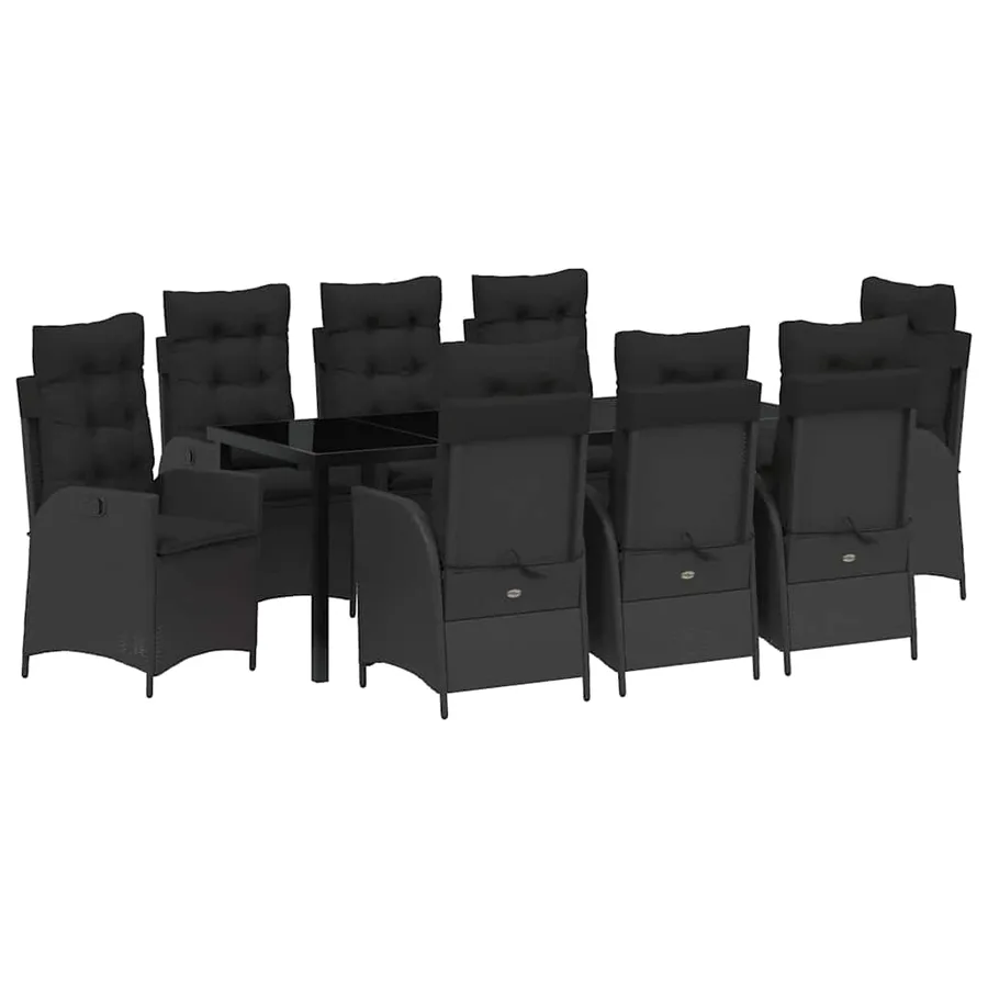 Ensemble de salle à manger pour jardin 9 pcs Noir polyrotin - 2