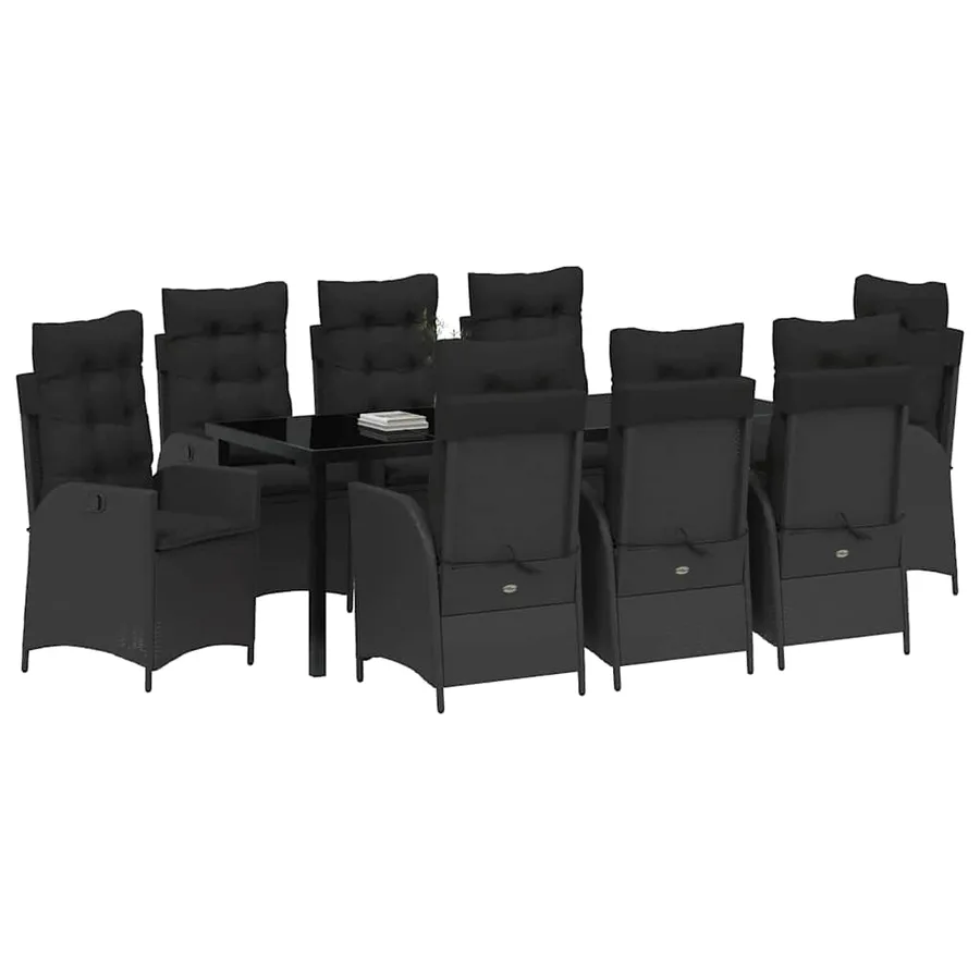 Ensemble de salle à manger pour jardin 9 pcs Noir polyrotin - 3