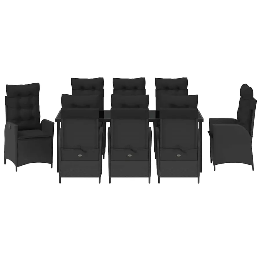 Ensemble de salle à manger pour jardin 9 pcs Noir polyrotin - 7