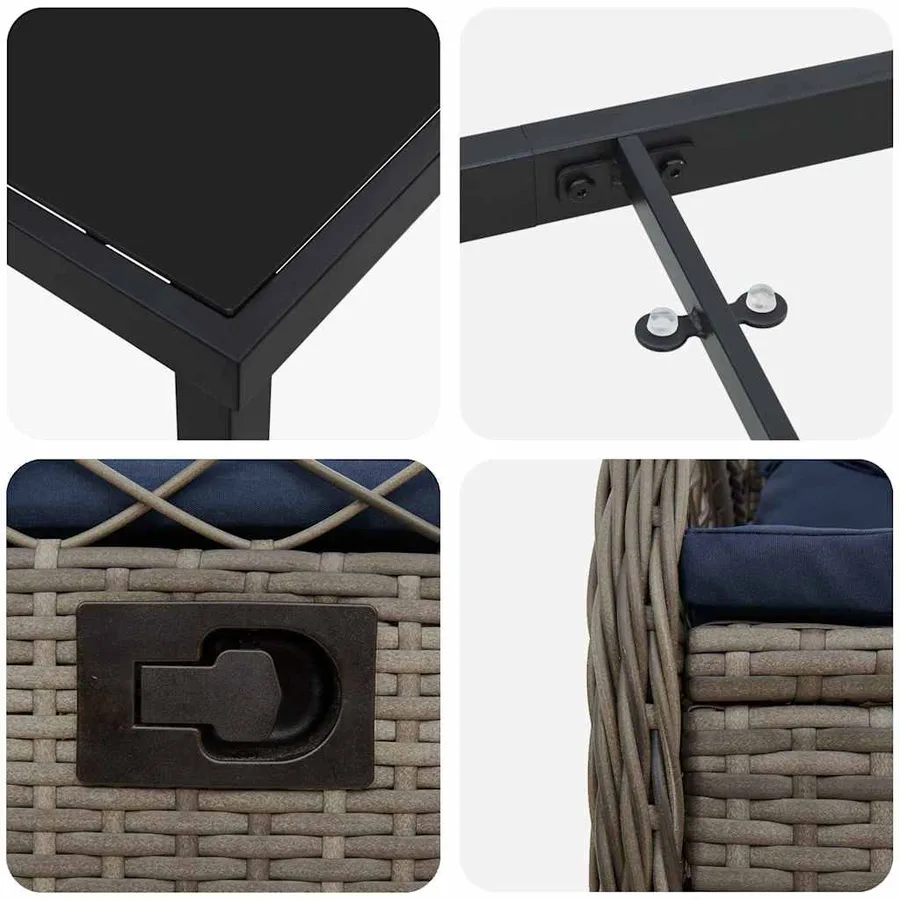 Ensemble de salle à manger pour jardin 7 pcs Gris polyrotin - 9