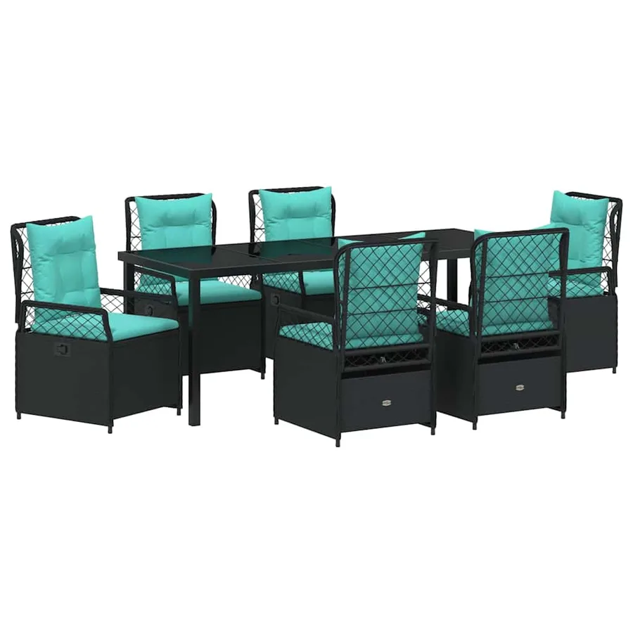 Ensemble de salle à manger pour jardin 7 pcs Noir polyrotin - 2