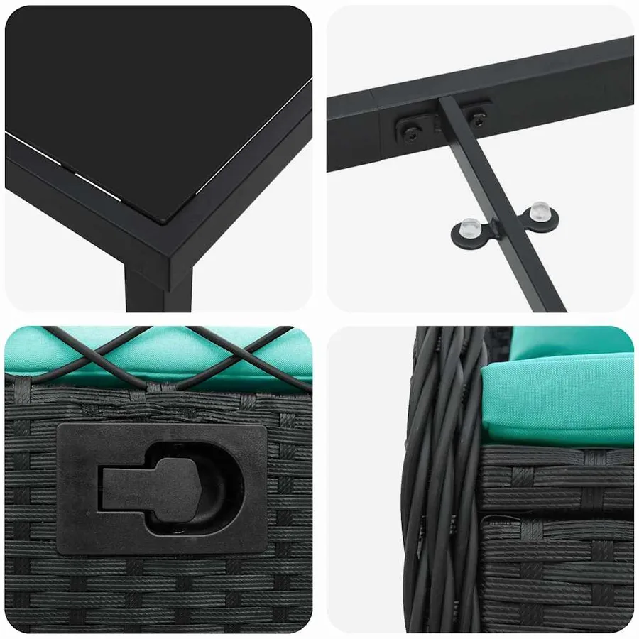 Ensemble de salle à manger pour jardin 7 pcs Noir polyrotin - 9