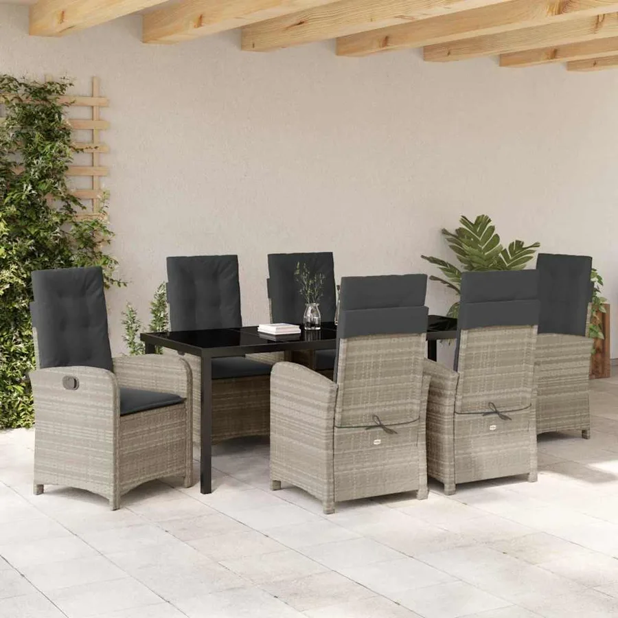 Ensemble de salle à manger pour jardin 7 pcs Gris clair - 4