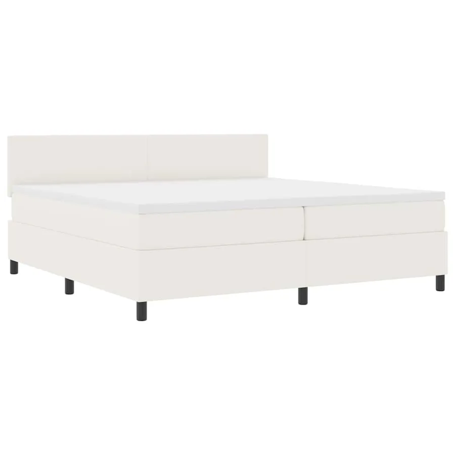 Lit à ressorts avec tête de lit Crème et Blanc 200 x 200 cm - 2