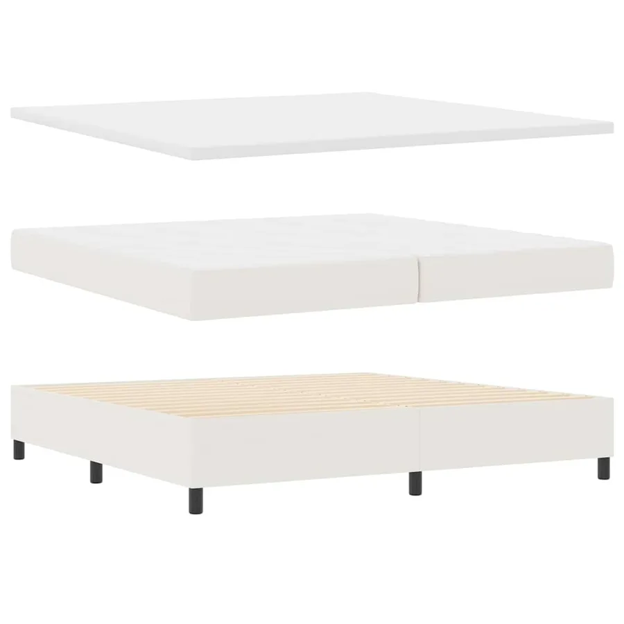 Lit à ressorts Crème et Blanc 200 x 200 cm - 5