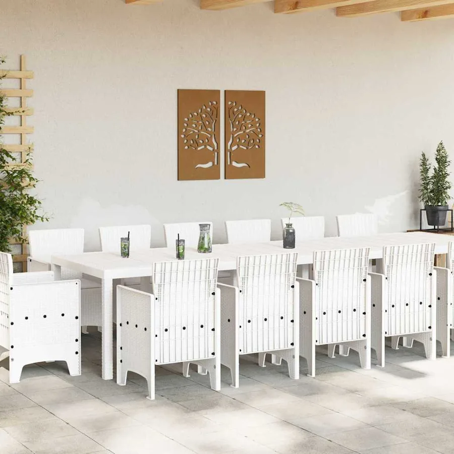 Ensemble de salle à manger pour jardin 15 pcs Blanc Rattan Polt - 3