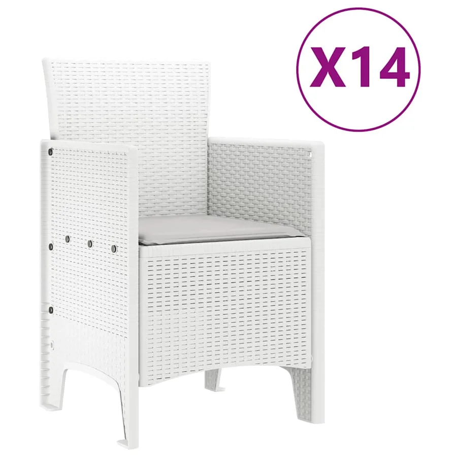 Ensemble de salle à manger pour jardin 15 pcs Blanc Rattan Polt - 5