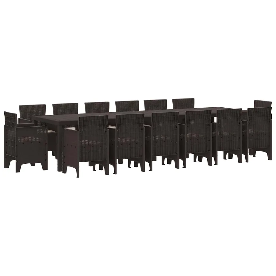 Ensemble de salle à manger pour jardin 15 pcs Marron