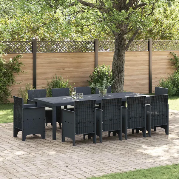 Ensemble de salle à manger pour jardin 11 pcs Anthracite