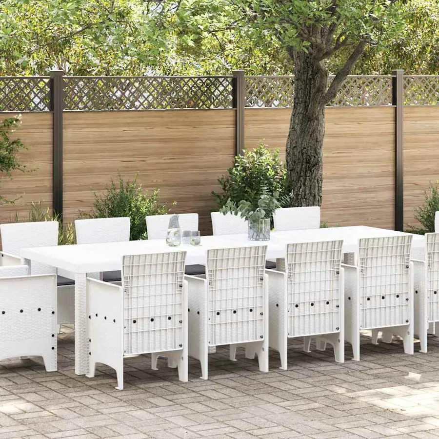 Ensemble de salle à manger pour jardin 13 pcs Blanc