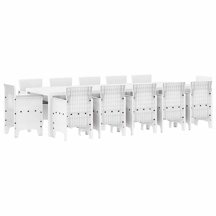 Ensemble de salle à manger pour jardin 13 pcs Blanc - 2