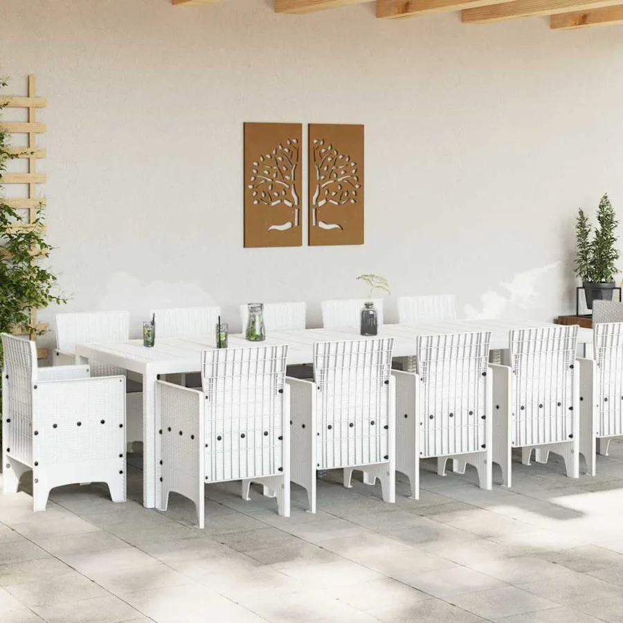Ensemble de salle à manger pour jardin 13 pcs Blanc - 3