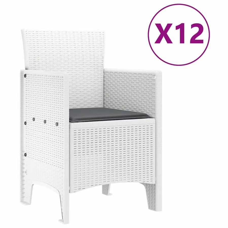 Ensemble de salle à manger pour jardin 13 pcs Blanc - 5