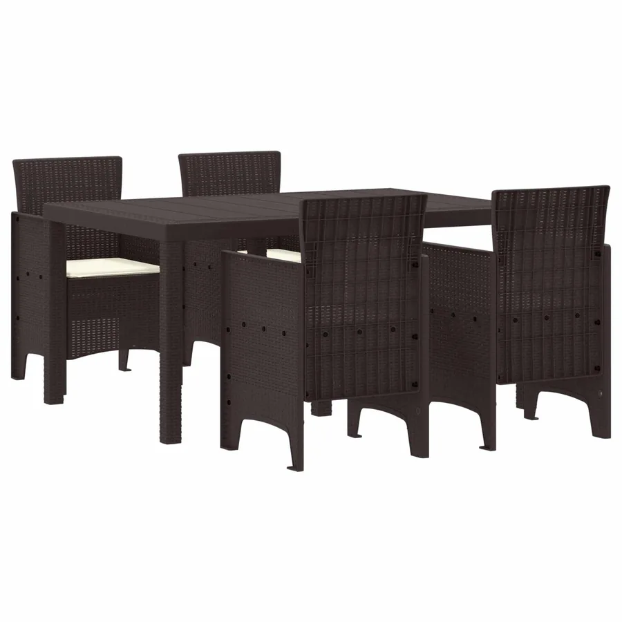 Ensemble de salle à manger pour jardin 5 pcs Marron Rattan Polt