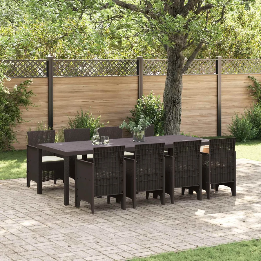 Ensemble de salle à manger pour jardin 9 pcs Marron