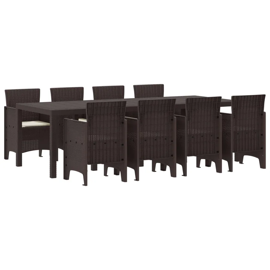 Ensemble de salle à manger pour jardin 9 pcs Marron - 2
