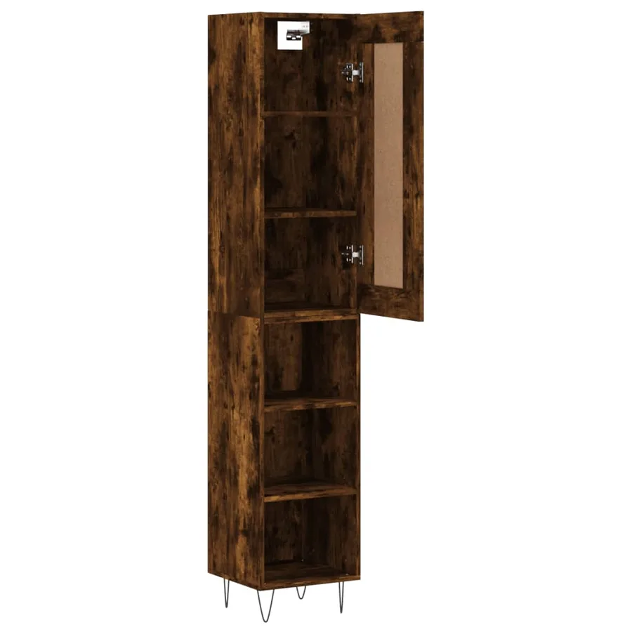 Buffet haut Chêne fumé 34,5x34x180 cm Bois d'ingénierie - 4