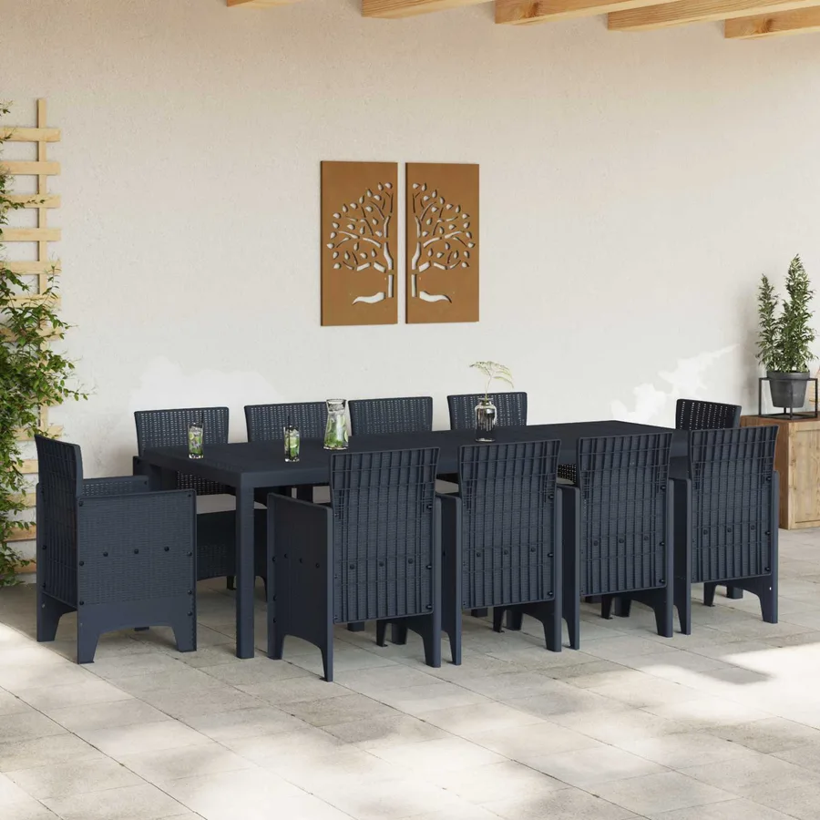 Ensemble de salle à manger pour jardin 11 pcs Anthracite - 3