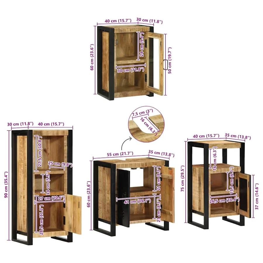 Ensemble de mobilier de salle de bain avec étagère 4 pcs - 17